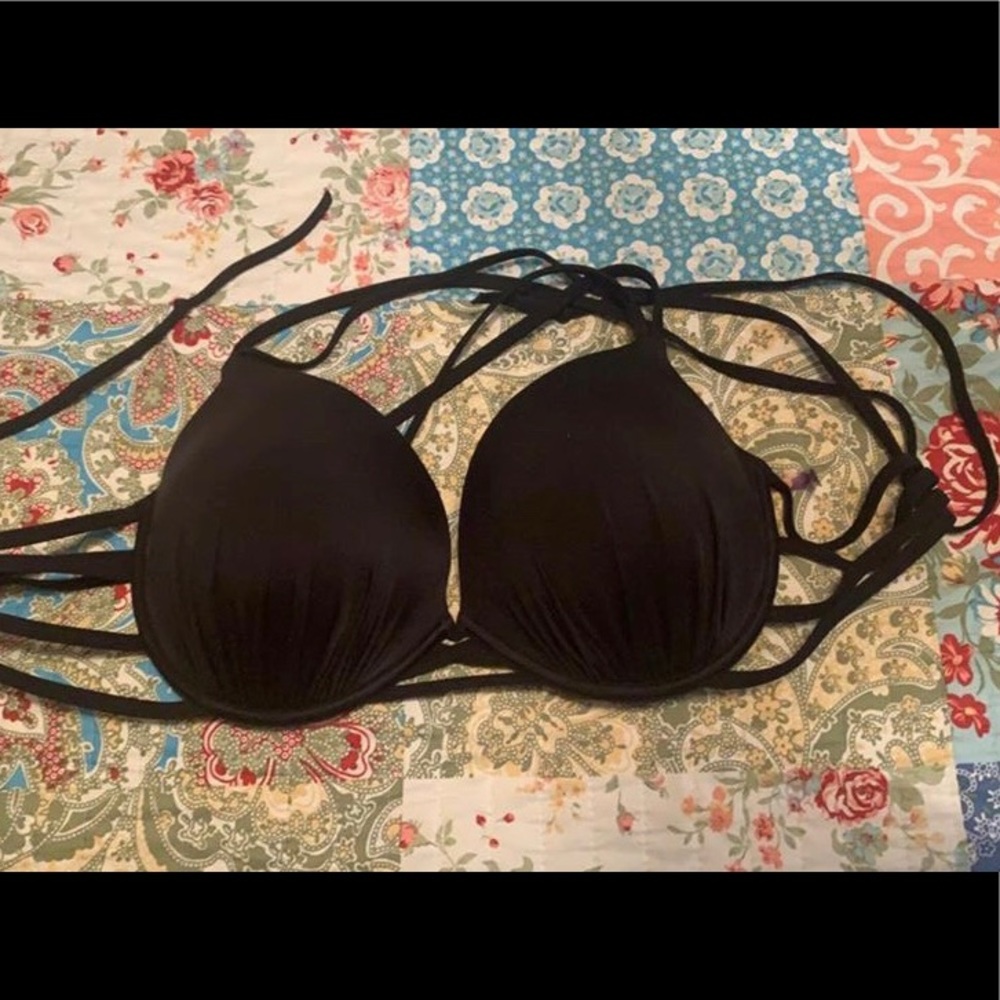 38DD Black strappy push up swim